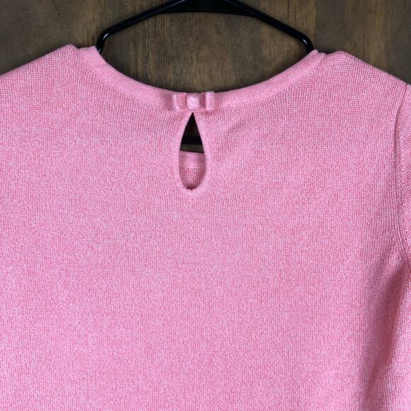 Talbots Womens Blouse Pink Knit Top Short Sleeve Round Neck Keyhole Back Small - Picture 9 of 10
